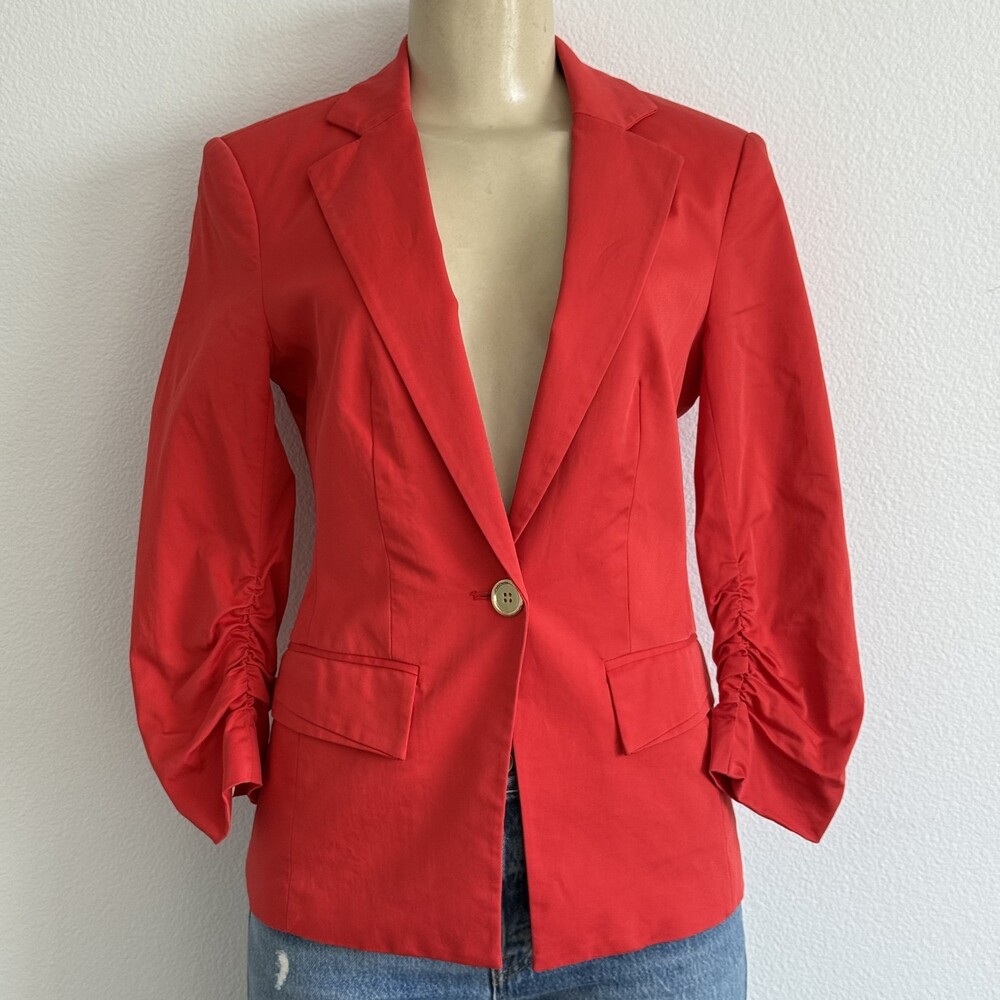 Y2K Bebe High Risk Red Blazer Single Button Office Siren Power Dressing Business - Picture 2 of 8